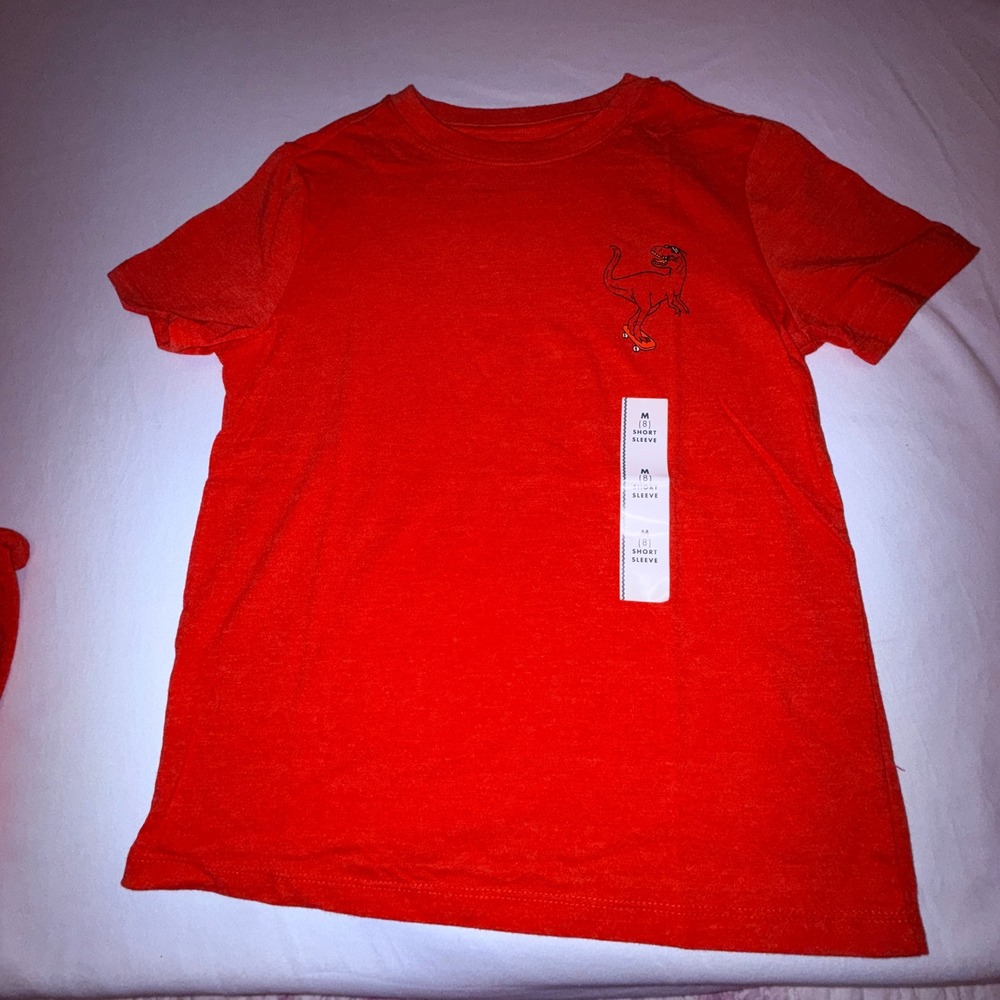 Cat‎ & Jack T-Shirt Kids Size M 8 Red New Skateboard T-Rex Graphic Short Sleeve